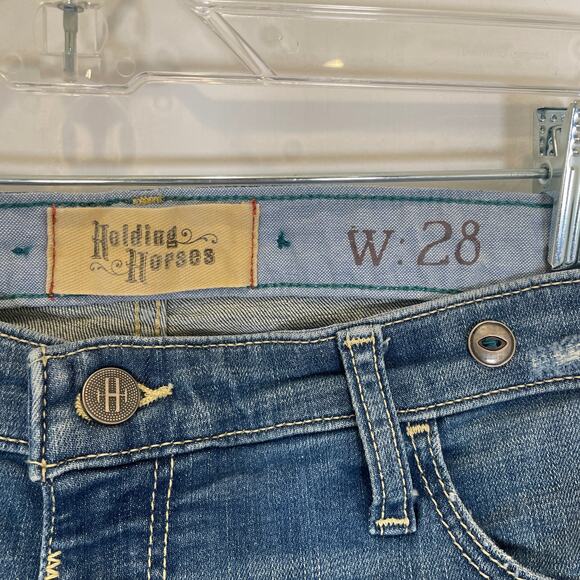 Anthropologie Holding Horses Straight Leg Jeans Distressed Stitch Details 28 - Picture 4 of 6